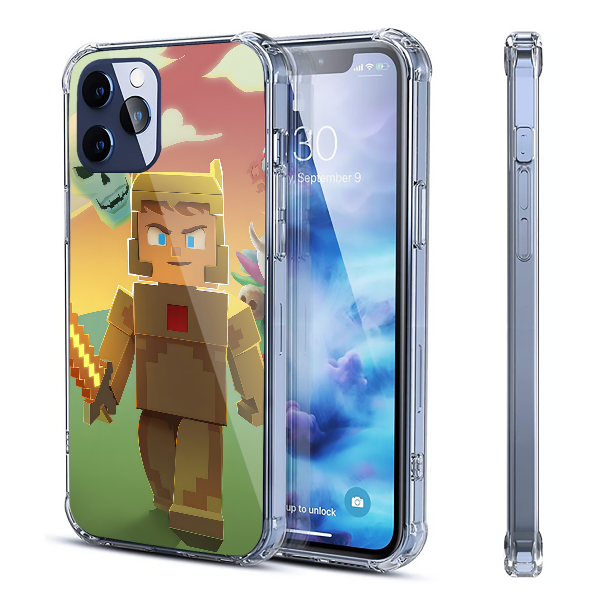（画像用） マインクラフト ブロックの世界 Minecraft MC Block world 【iPhone 12シリーズ対応】透明スマホケース（クリアソフトケース）